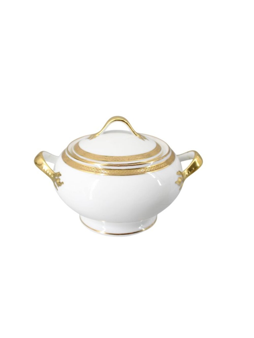 Limoges Gold Trim Edge Sugar Bowl France White China Vintage 94804